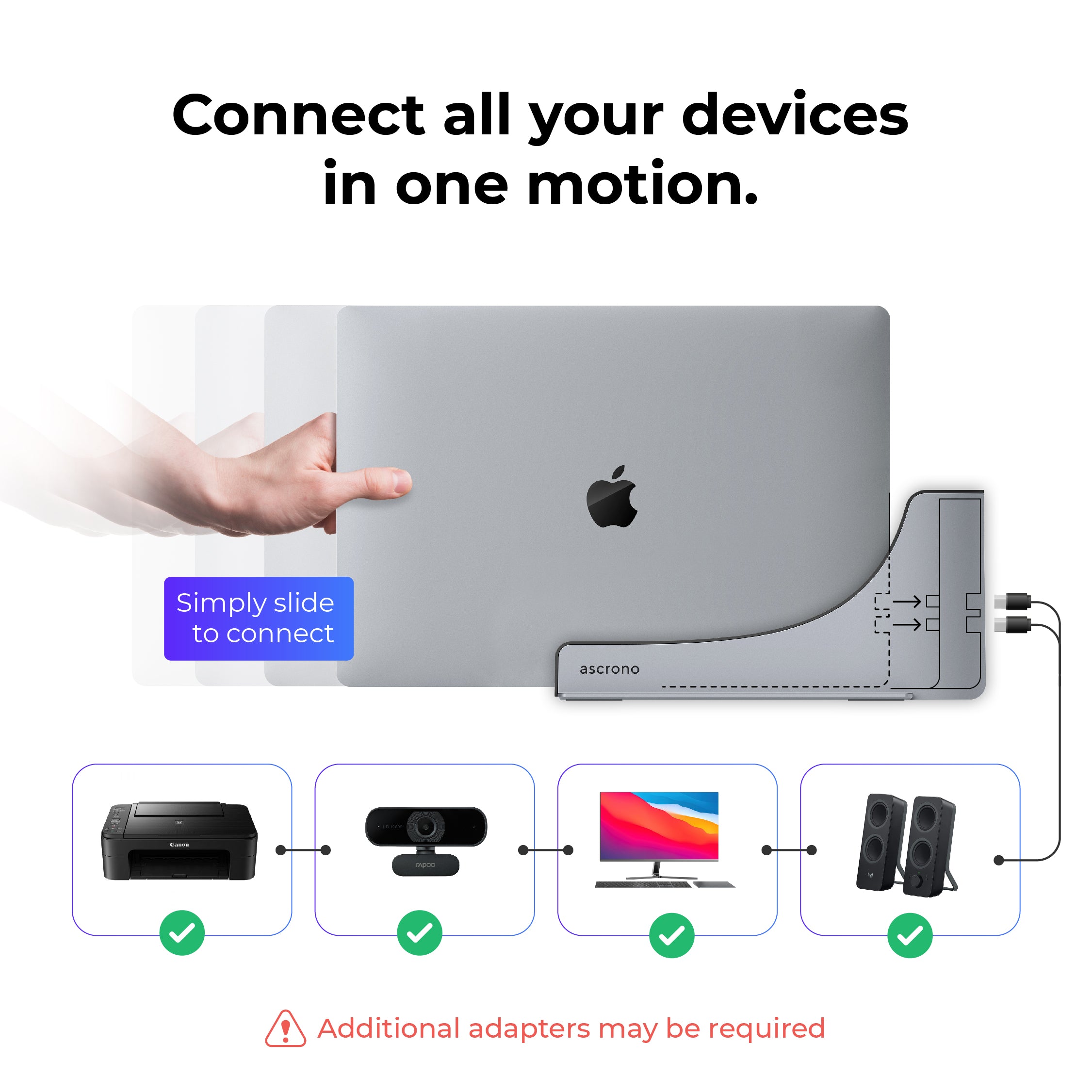 HumanCentric DockBook for Touch Bar MacBook Pro Only, Compatible with Touch  Bar MacBook Pro Docking Station and MacBook Pro Stand and Dock 2016-2020